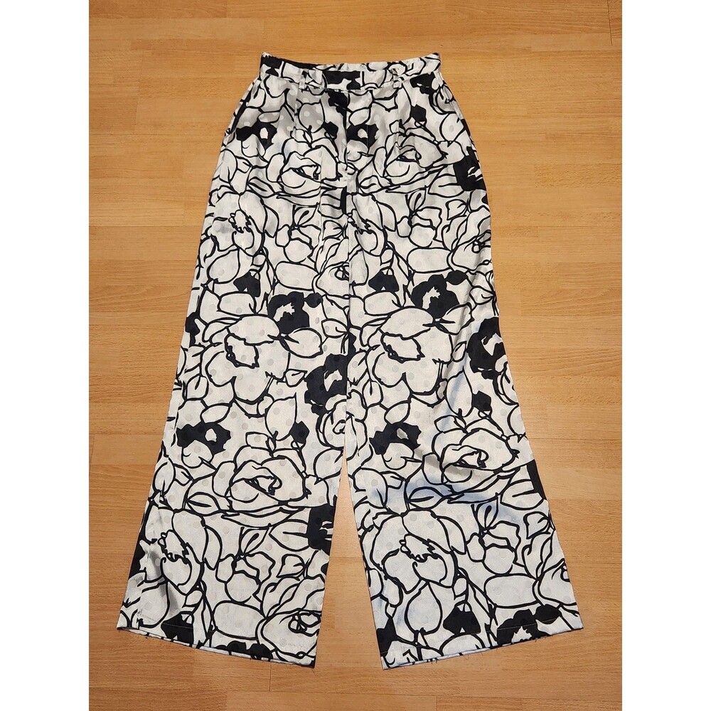 Women's Ronny Kobo Collective Torn Floral Wide Leg Pants High Waisted Size 4